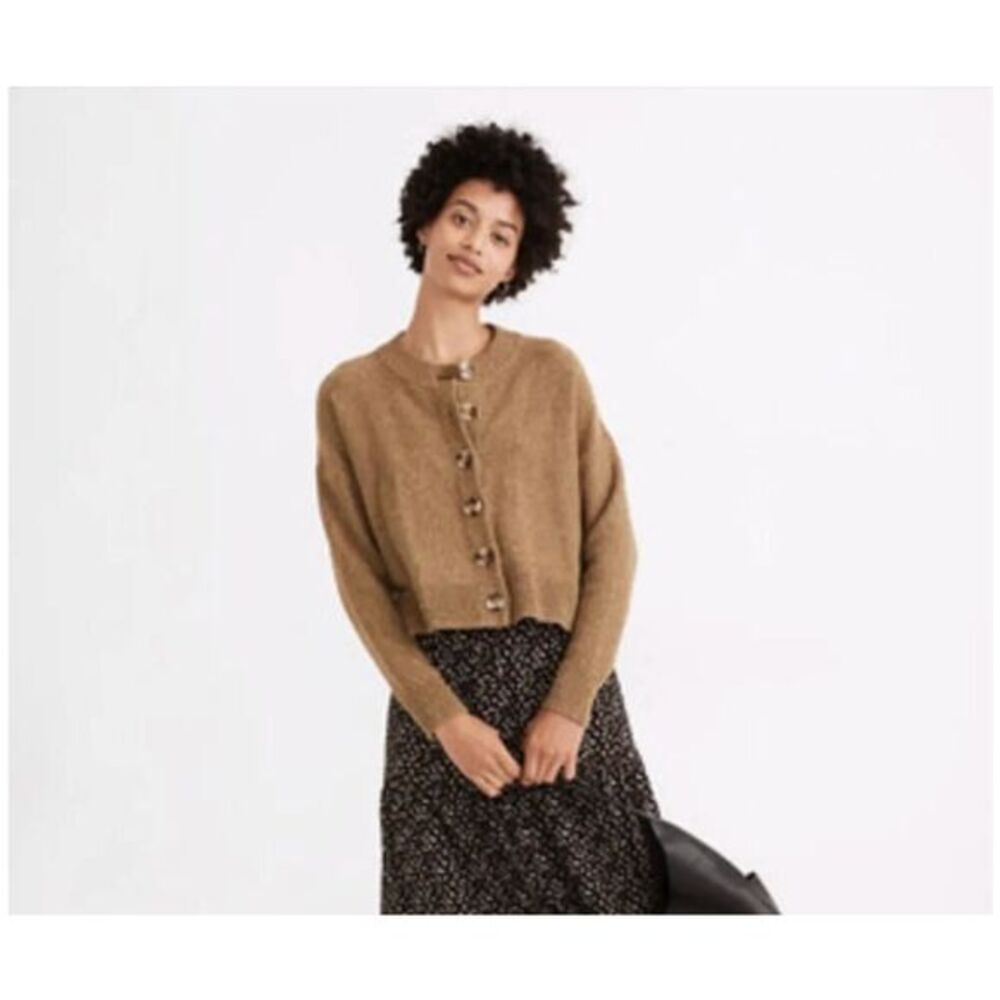 Madewell Broadway Cardigan Women XXS Brown Cropped Button Front Knit Sweater